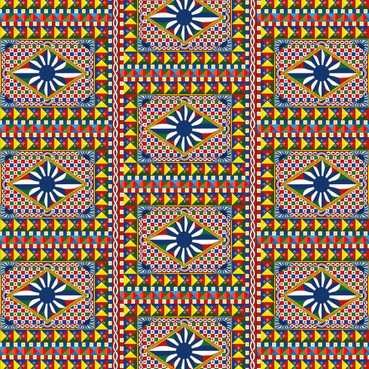 Dolce & Gabbana Casa  Geo Carretto Mural Geometric Contemporary Multicolors   - TCW003TCAHPUC072