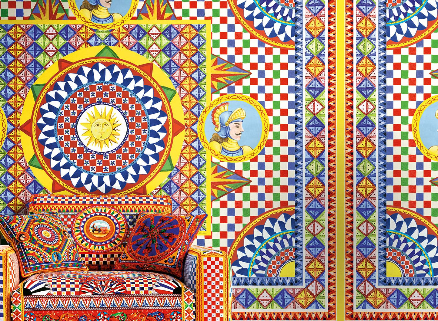 Dolce & Gabbana Casa  Sol Carretto Mural Geometric Contemporary Multicolors   - TCW011TCAHPUC092