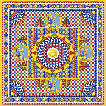 Dolce & Gabbana Casa  Sol Carretto Mural Geometric Contemporary Multicolors   - TCW011TCAHPUC092