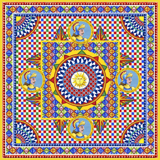 Dolce & Gabbana Casa  Sol Carretto Mural Geometric Contemporary Multicolors   - TCW011TCAHPUC092