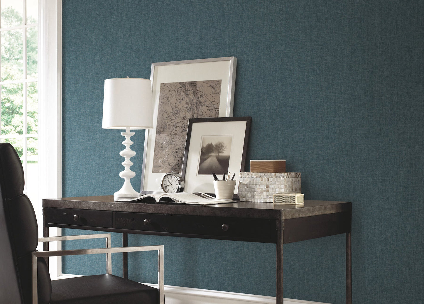 York Wallcoverings York Wallcoverings Well Suited Blue Metallic Wallpaper  Metallics Metallics   - TD1009N