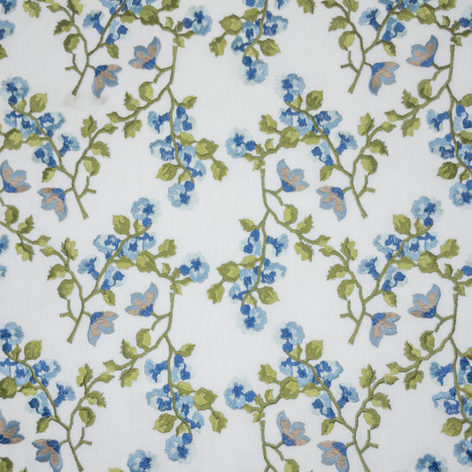 STOUT TEXTILES  DRAPERY,EMBROIDERIES TRADITIONAL, FLORAL BLUEBIRD,FRENCHBLUE   - TEDR-1