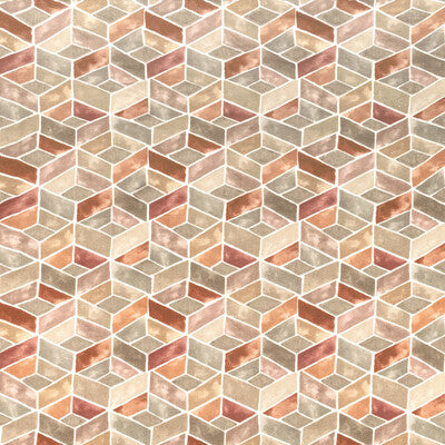 KRAVET COUTURE PRINT GEOMETRIC ORANGE,CORAL,BEIGE   - TESSERAE.12.0