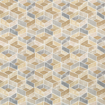 KRAVET COUTURE PRINT GEOMETRIC GREY,BEIGE,GOLD   - TESSERAE.1611.0