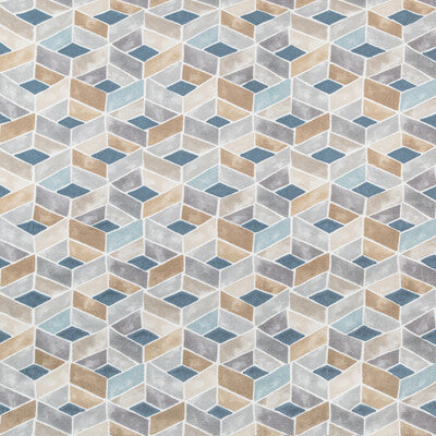 KRAVET COUTURE PRINT GEOMETRIC GREY,SLATE,WHEAT   - TESSERAE.511.0