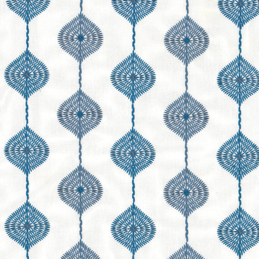 STOUT TEXTILES  DRAPERY,EMBROIDERIES TRADITIONAL, OGEE BLUEBIRD,FRENCHBLUE   - TETR-1