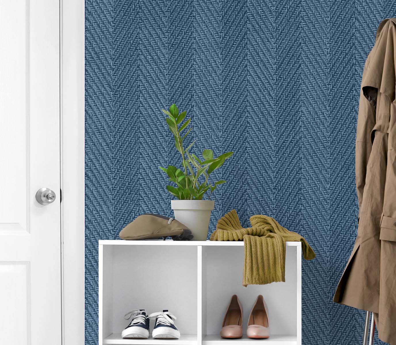 DuPont Tedlar Textures Throw Knit Chevron Contemporary Blue Matte  - TG60217