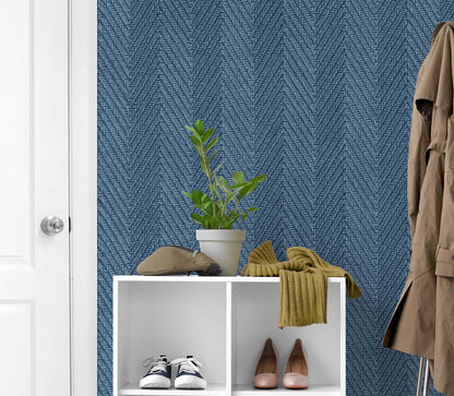 DuPont Tedlar Textures Throw Knit Chevron Contemporary Blue Matte  - TG60217
