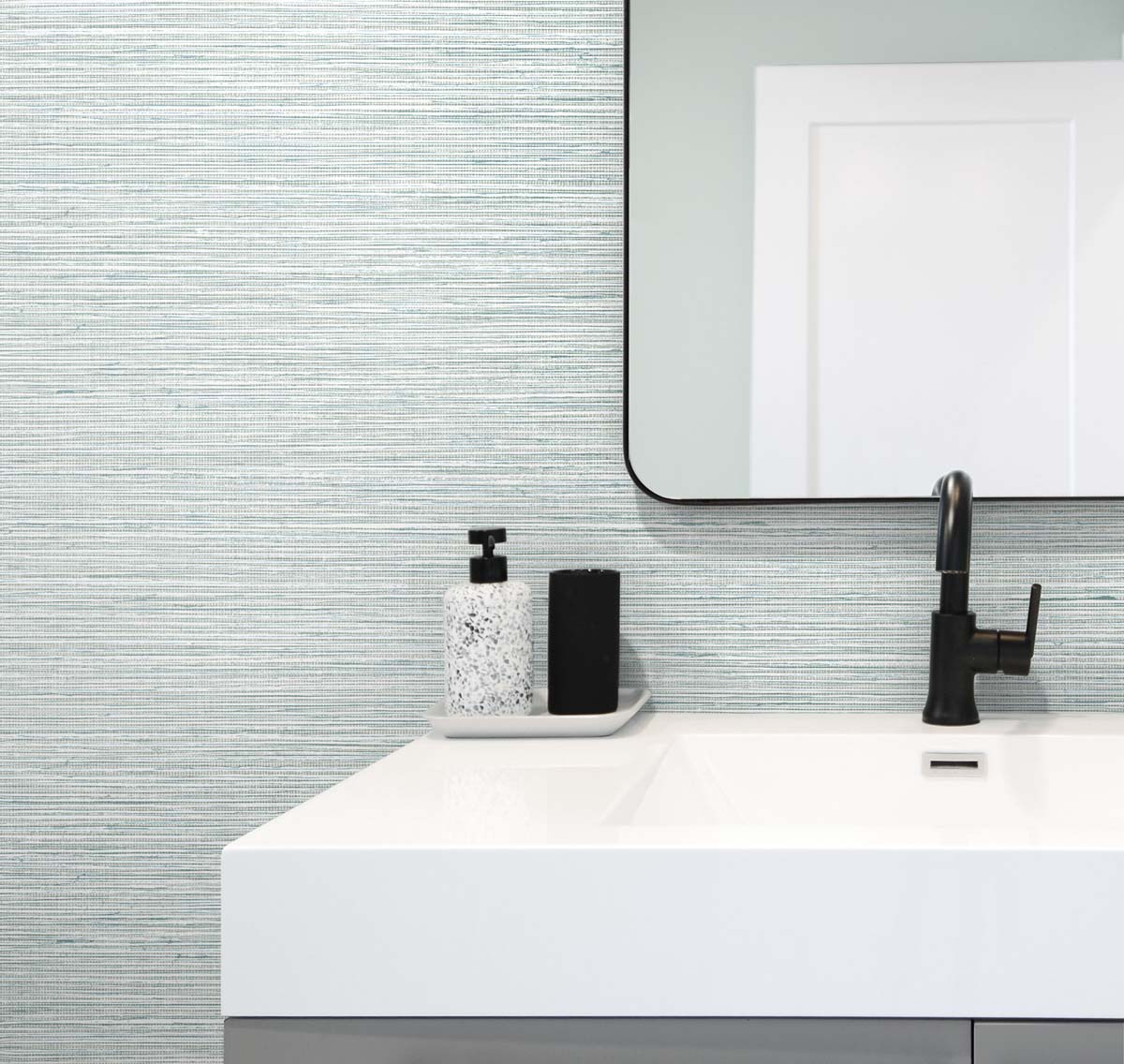 DuPont Tedlar Textures Edmond Faux Sisal Faux Grasscloth Contemporary Blue Matte  - TG60308