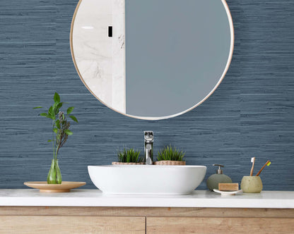 DuPont Tedlar Textures Marion Faux Arrowroot Faux Grasscloth Contemporary Blue Matte  - TG60502