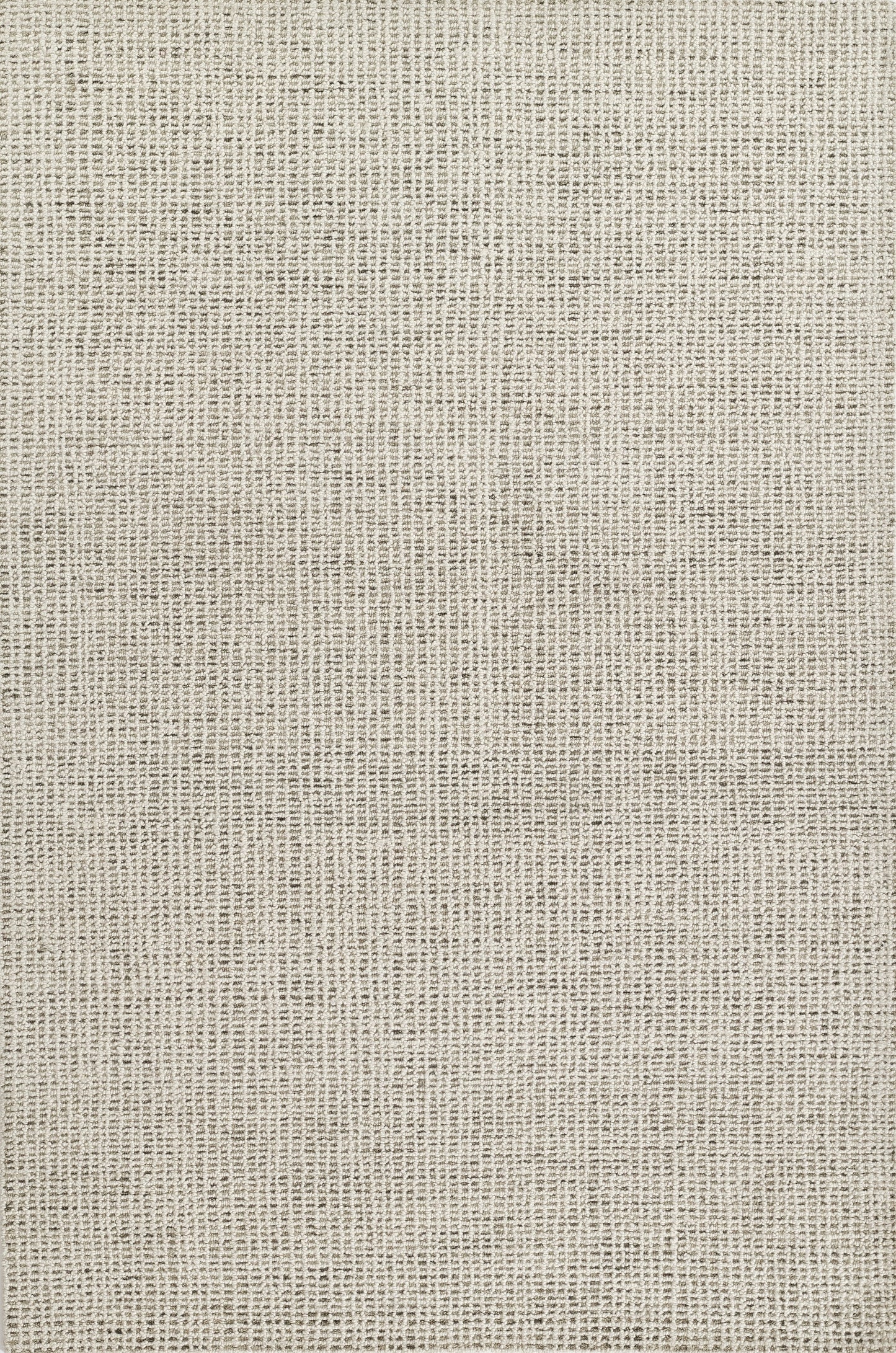 Neutral beige-gray woven rug close-up with a fine grid pattern.