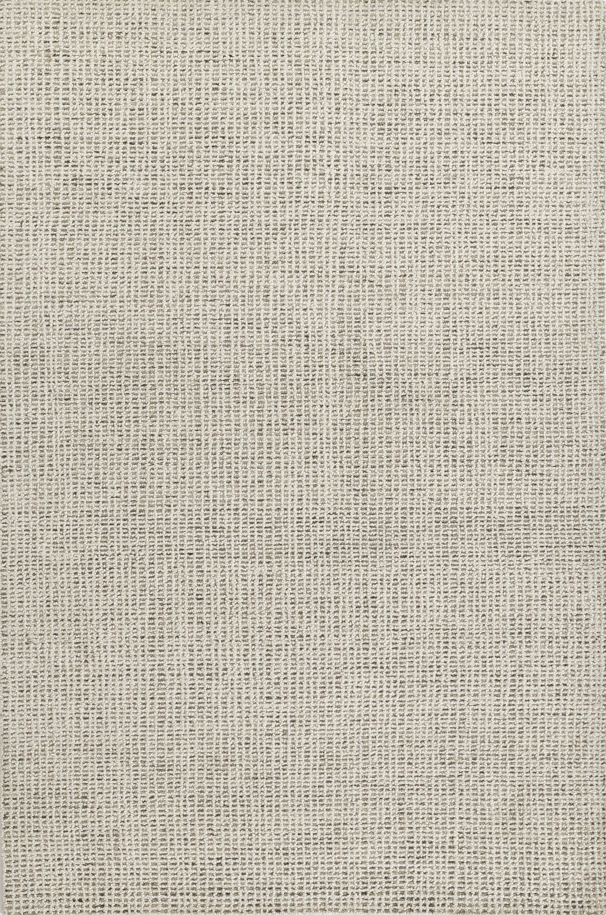 Neutral beige-gray woven rug close-up with a fine grid pattern.