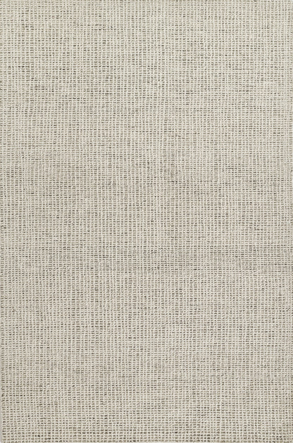 Neutral beige-gray woven rug close-up with a fine grid pattern.