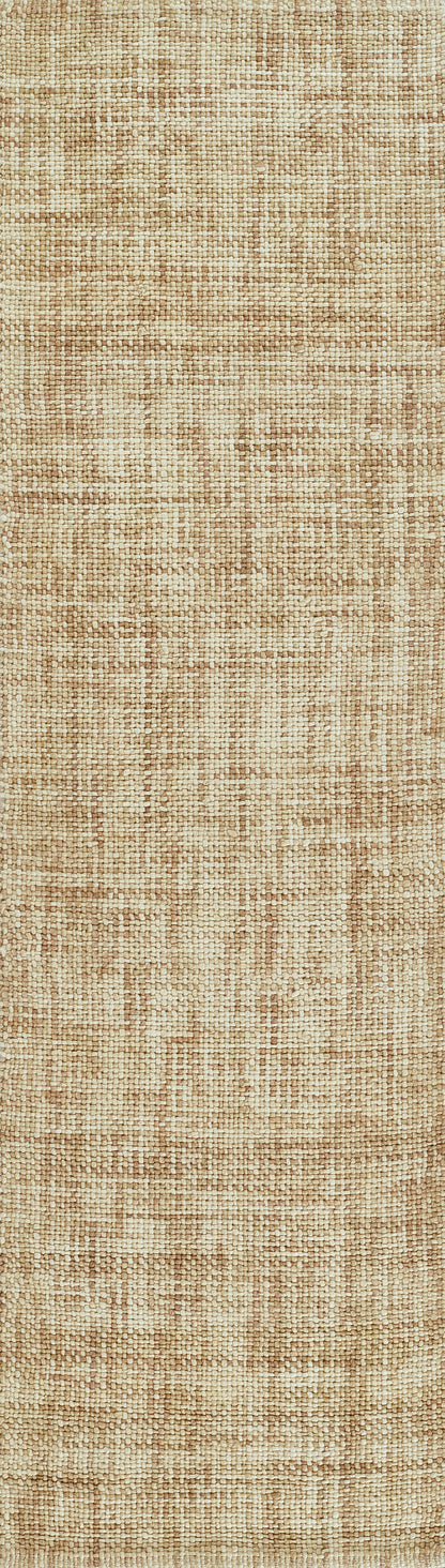 Natural beige rectangular woven rug with textured, irregular pattern; rustic jute/sisal-inspired floor covering.