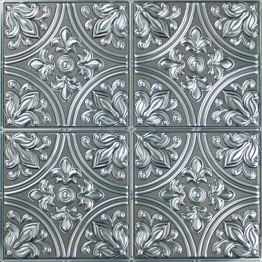 York Wallcoverings RoomMates Tin Silver Peel and Stick Tile Backsplash Industrial Graphics Metallics  Wallpaper - TIL4624FLT