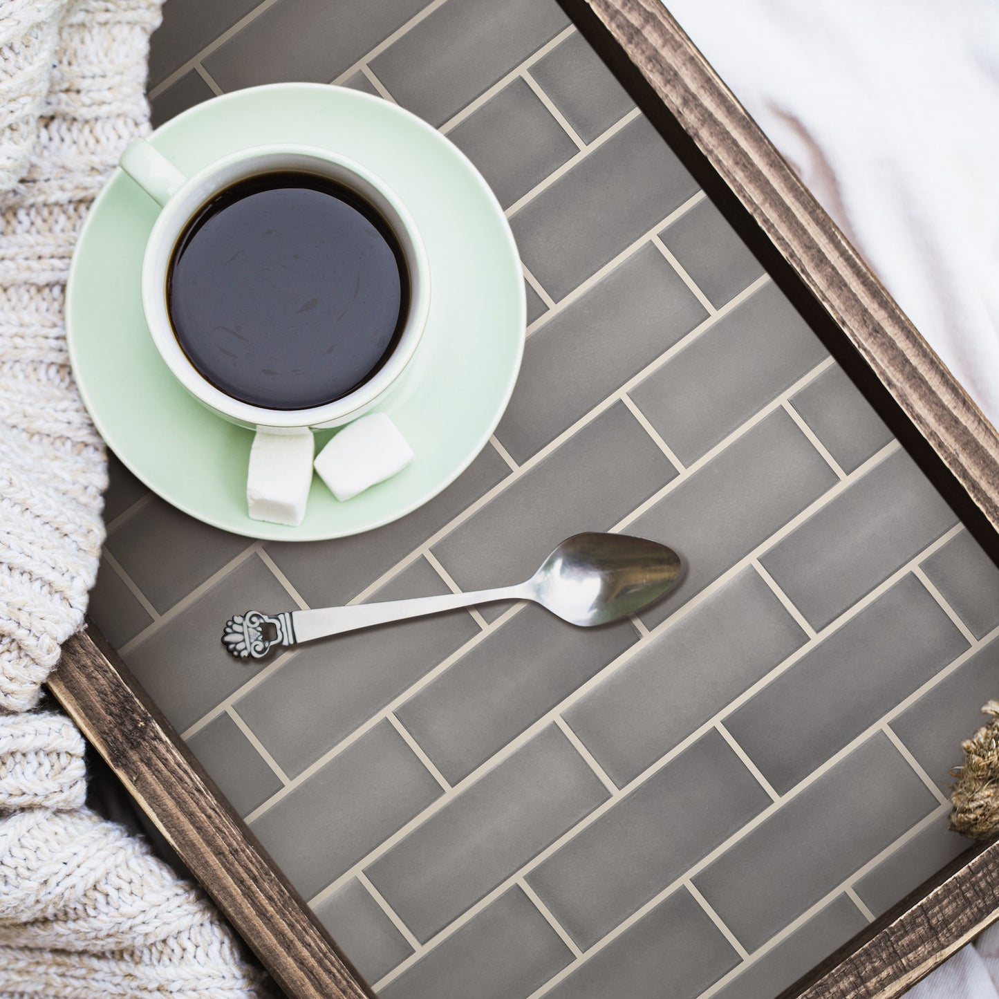 York Wallcoverings RoomMates Dark Stone Grey Ceramic Sticktile Industrial Graphics Greys  Wallpaper - TIL4985FLT