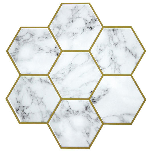 York Wallcoverings RoomMates Cararra Marble and Gold Large Hexagon Sticktile Industrial Graphics Metallics  Wallpaper - TIL4989FLT