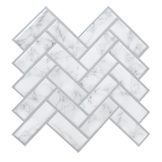 York Wallcoverings RoomMates Marble Herringbone Peel and Stick Tiles Industrial Graphics Whites and Off-Whites  Wallpaper - TIL5049FLT