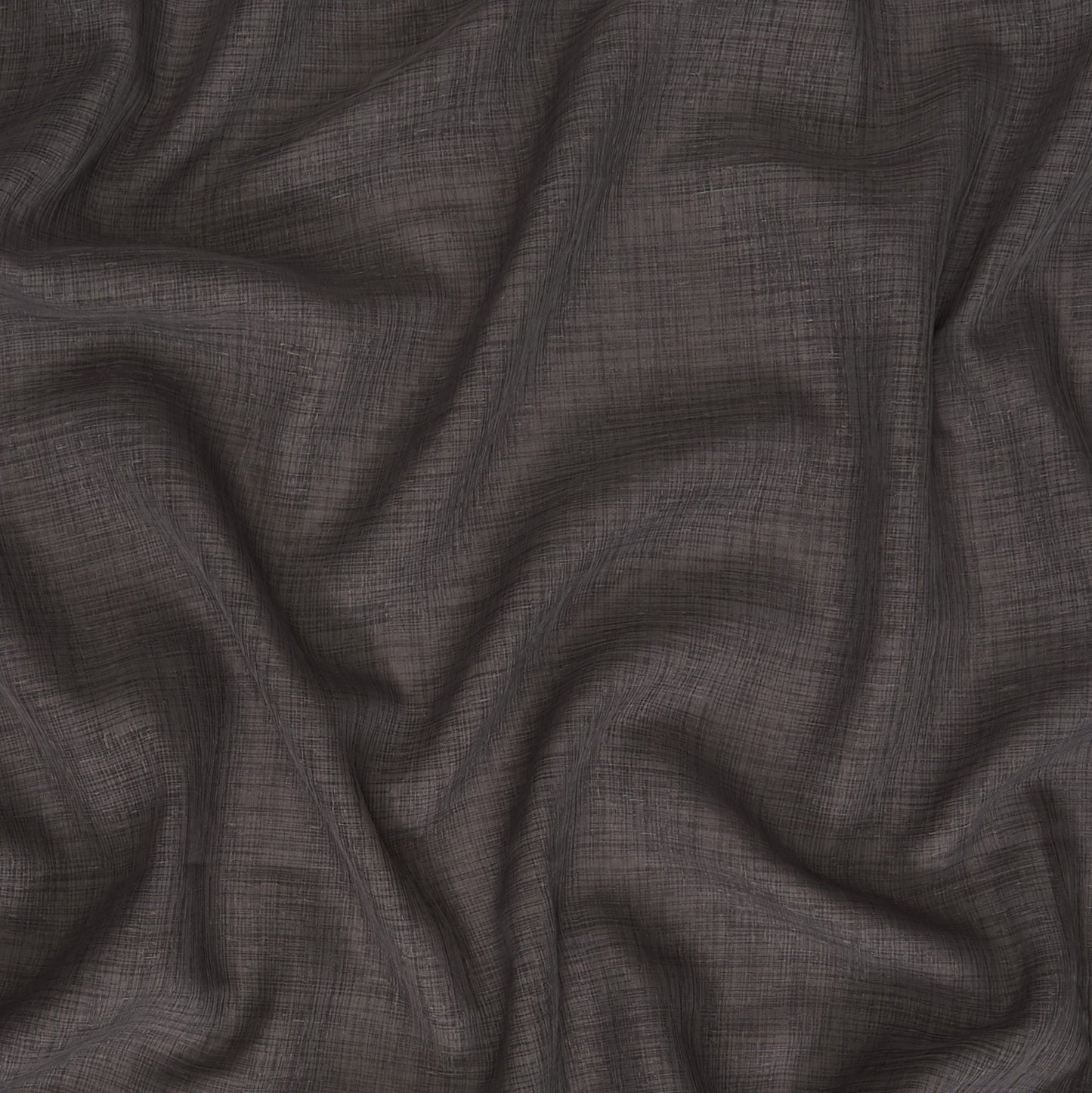 Black linen-look fabric with subtle crosshatch weave and soft drape.