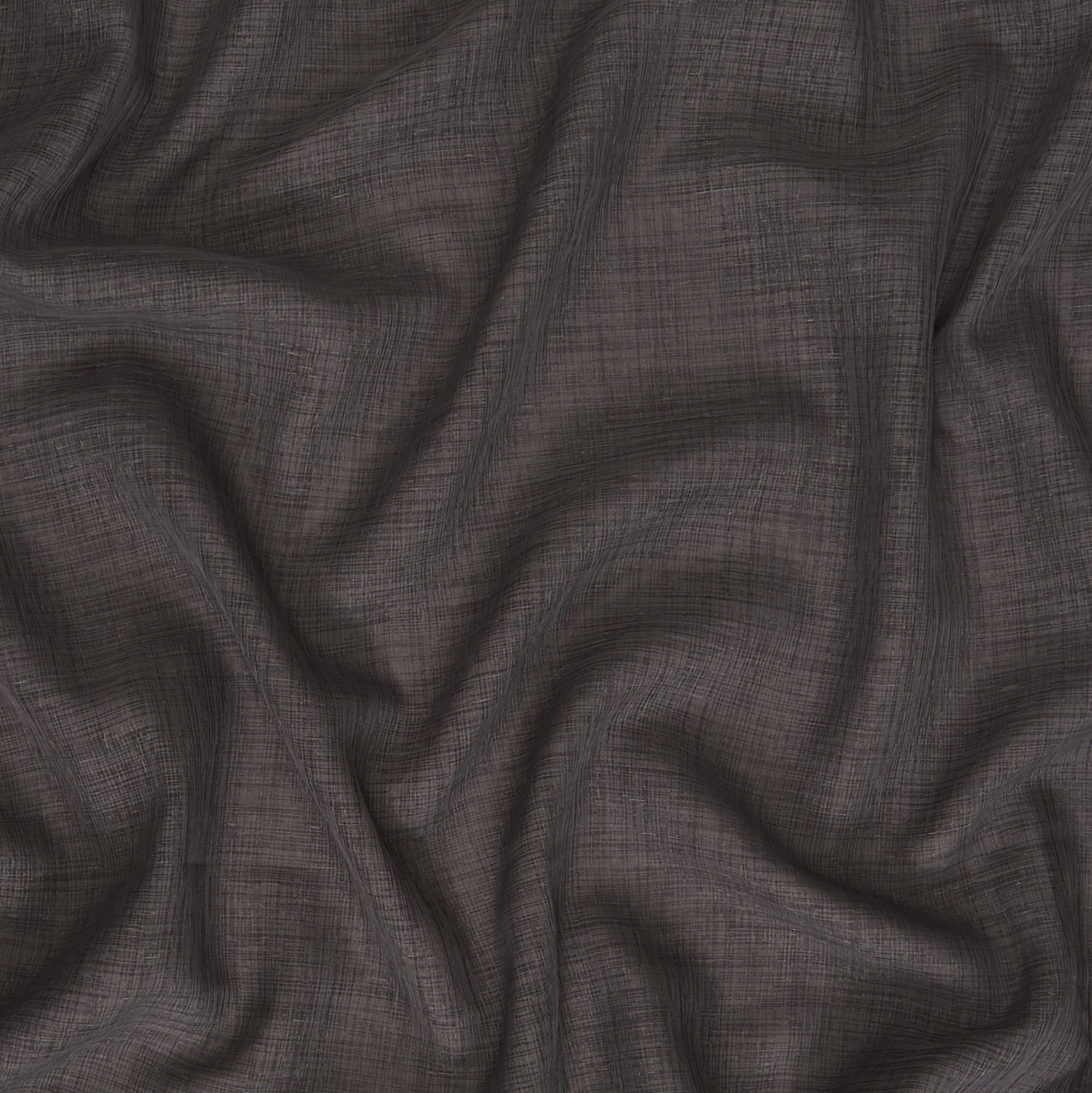 Black linen-look fabric with subtle crosshatch weave and soft drape.