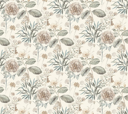 York Wallcoverings York Wallcoverings Midsummer Floral Beige and Green Wallpaper  Botanical Greens   - TL1918