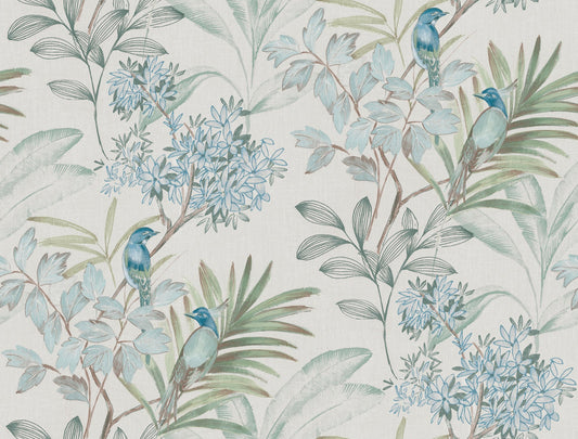 York Wallcoverings York Wallcoverings Handpainted Songbird Turquiose Wallpaper  Animals Blues   - TL1926
