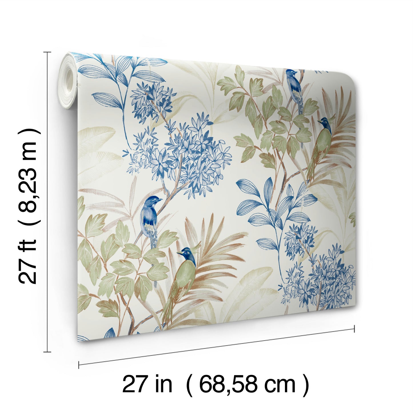 York Wallcoverings Blues II Handpainted Songbird Green and Blue Wallpaper  Animals Blues   - TL1928