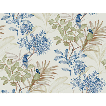 York Wallcoverings Blues II Handpainted Songbird Green and Blue Wallpaper  Animals Blues   - TL1928