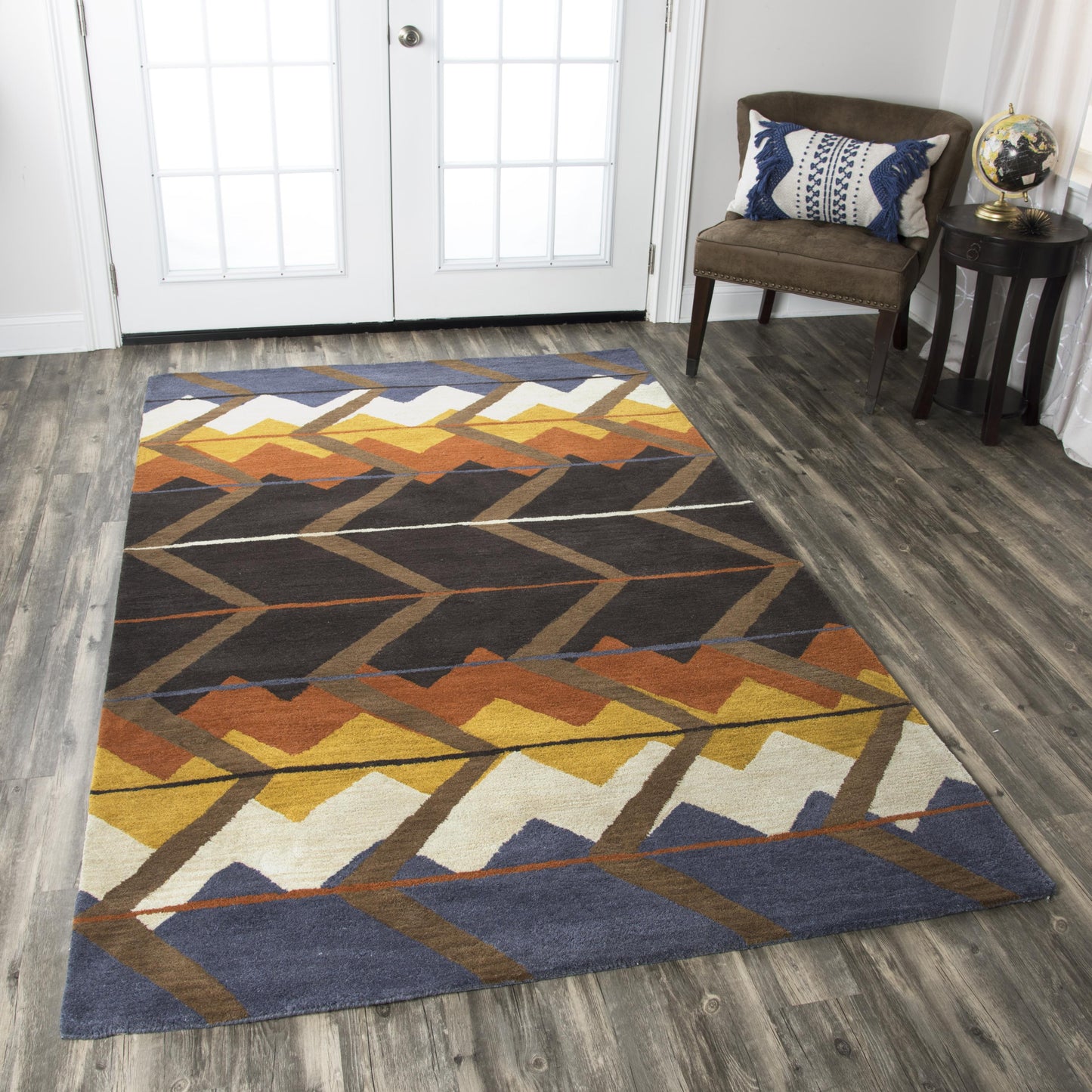 Rug with rustic lodge style, 2' x 8'.