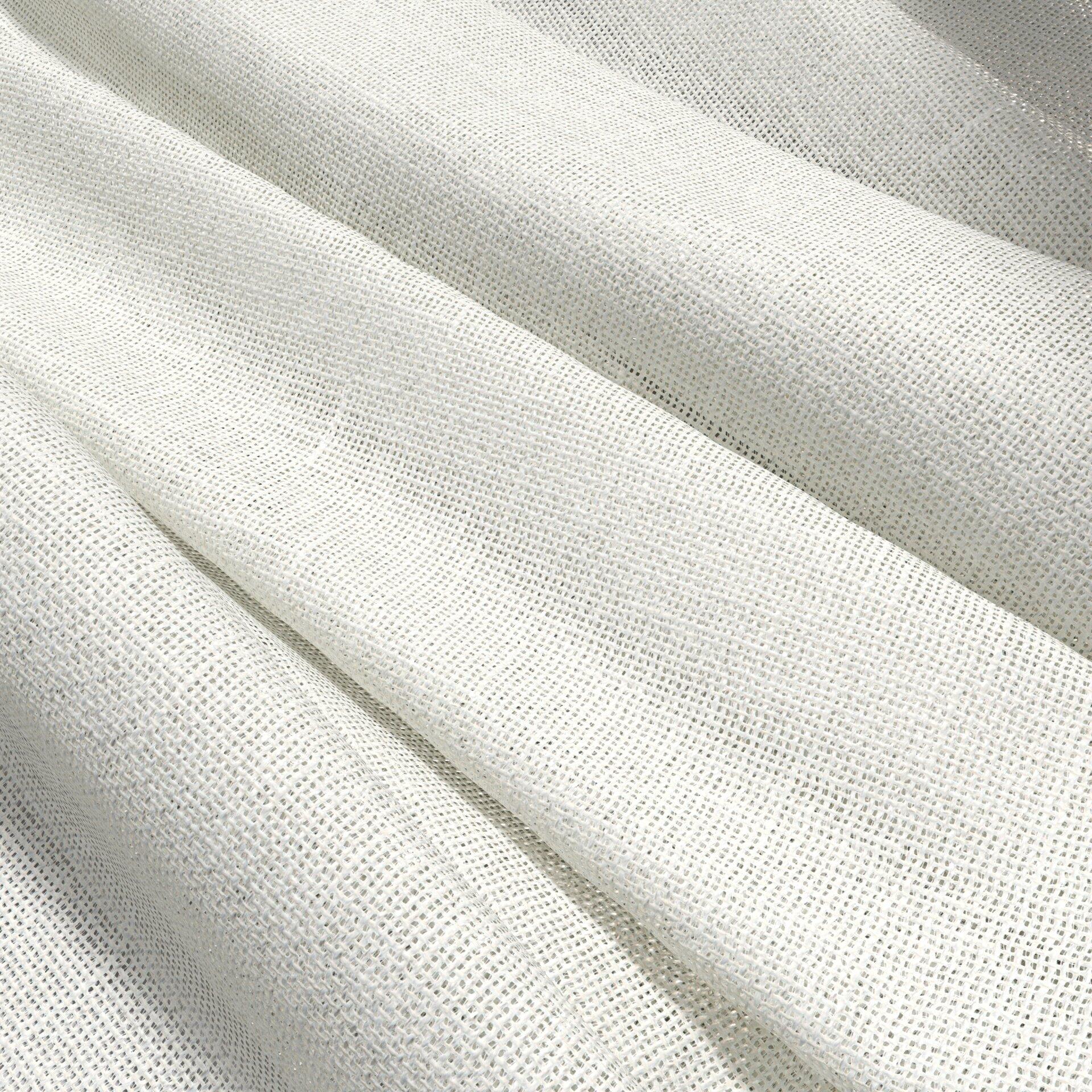 Cream linen-textured fabric with visible weave in soft draped folds.