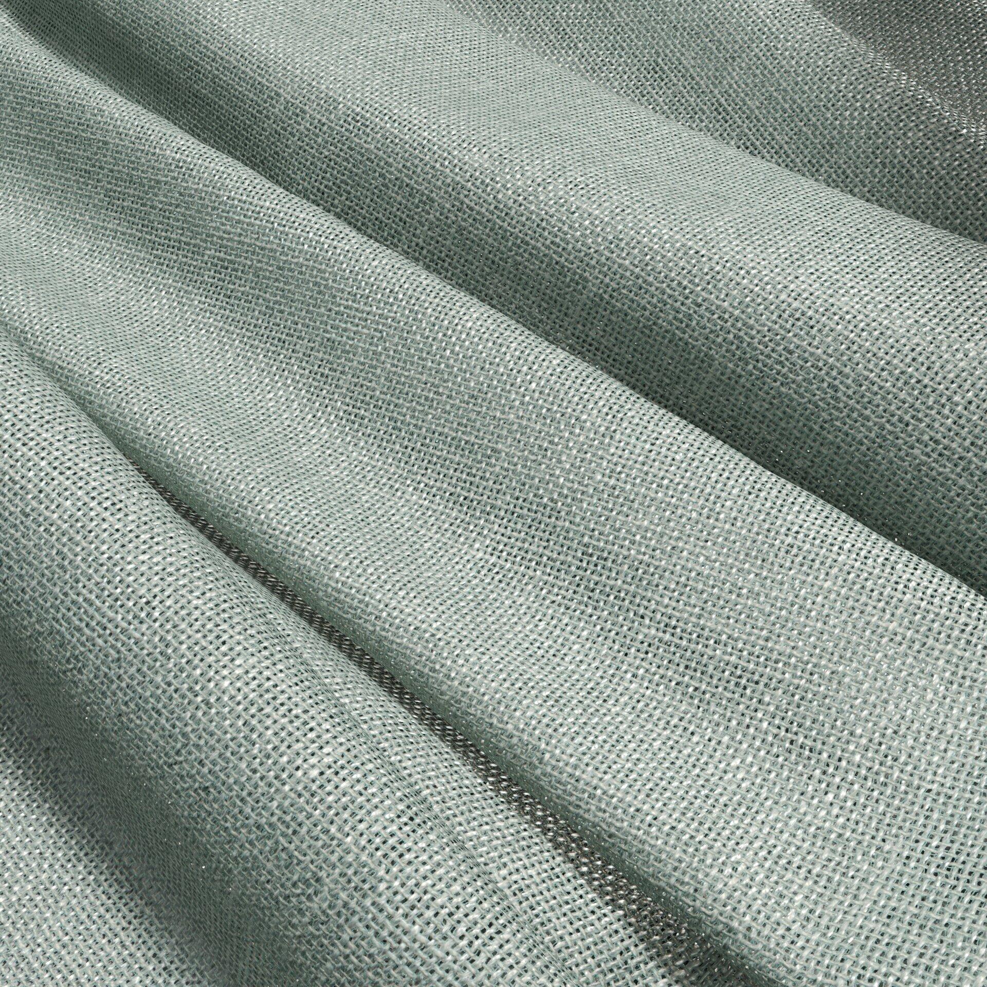 Sage green linen-look fabric with visible weave and soft drape; ideal for upholstery or drapery.