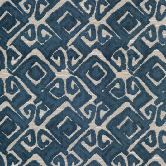 STOUT TEXTILES  UPHOLSTERY,VELVET TRANSITIONAL,, GEOMETRIC COBALT,SAPPHIRE   - TRAC-1