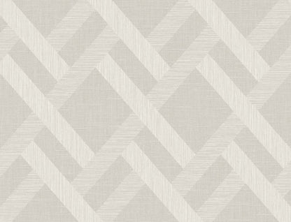 Seabrook Designs Even More Textures Linen Trellis Trellis Contemporary Grey Satin  - TS80805