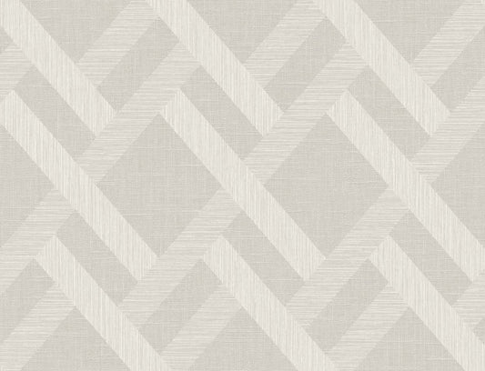 Seabrook Designs Even More Textures Linen Trellis Trellis Contemporary Grey Satin Sidewall - TS80805