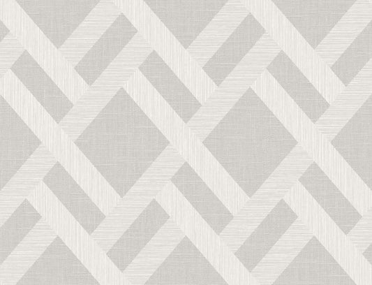 Seabrook Designs Even More Textures Linen Trellis Trellis Contemporary Grey Satin Sidewall - TS80808