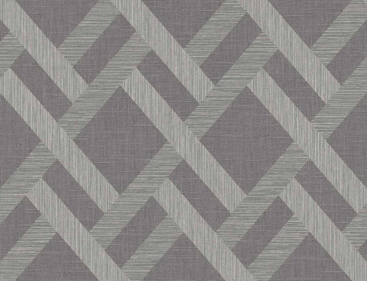 Seabrook Designs Even More Textures Linen Trellis Trellis Contemporary Grey Satin Sidewall - TS80818