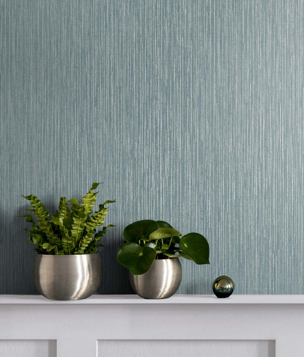 Seabrook Designs Even More Textures Vertical Stria Stria Contemporary Teal Metallic  - TS80904