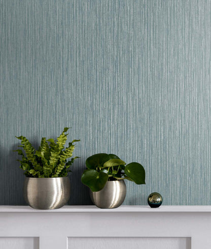 Seabrook Designs Even More Textures Vertical Stria Stria Contemporary Teal Metallic  - TS80904