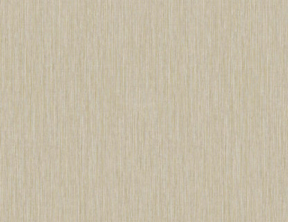 Beige textured wallpaper with vertical stria pattern and metallic finish.