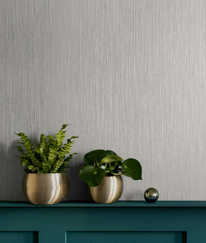Seabrook Designs Even More Textures Vertical Stria Stria Contemporary Grey Metallic  - TS80907