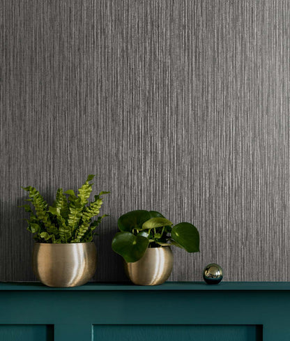 Seabrook Designs Even More Textures Vertical Stria Stria Contemporary Grey Metallic  - TS80910