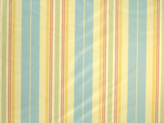 SCALAMANDRE  ASHLEY STRIPE FABRIC BLUE, GOLD & BEIGE   - TT 00010024