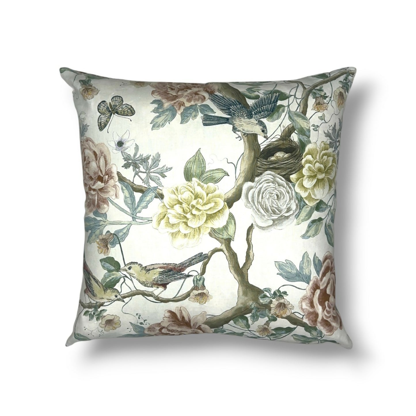 20" Multi / Natural Printed Linen Pillow Cover in Travers Audubon Garden – Garden Club Collection Fabric