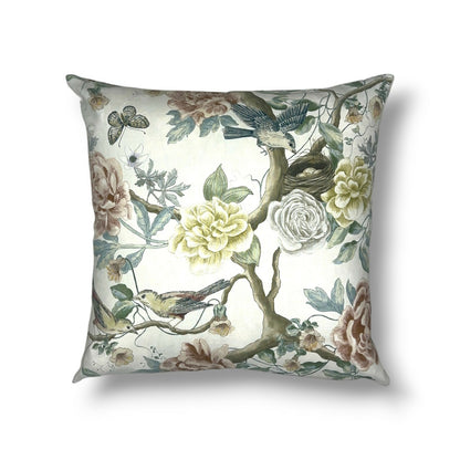 20" Multi / Natural Printed Linen Pillow Cover in Travers Audubon Garden – Garden Club Collection Fabric