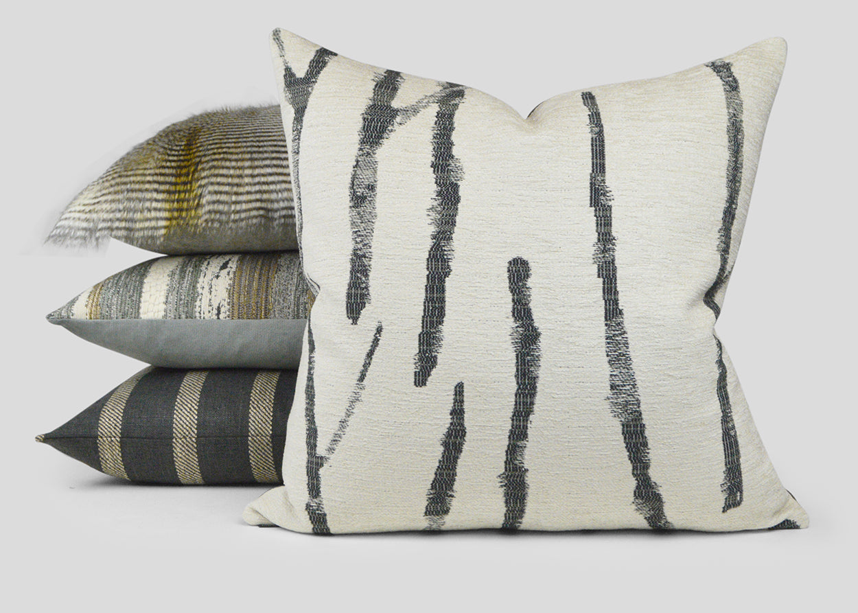 D.V. KAP HOME   24" x 24" Mesmerize Pillow - Charcoal Farmhouse, Stripes    - 3196-C-2424