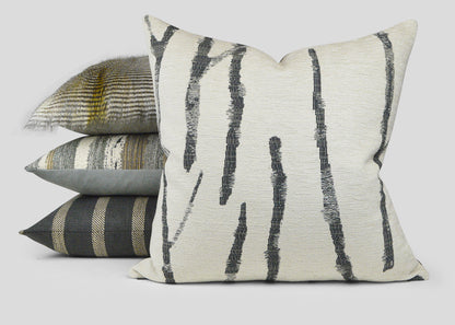 D.V. KAP HOME   24" x 24" Mesmerize Pillow - Charcoal Farmhouse, Stripes    - 3196-C-2424