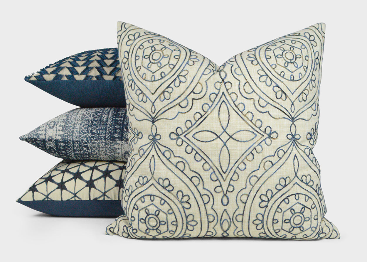 D.V. KAP HOME   24" x 24" Laplander Pillow - Blue Traditional, Global    - 3177-B-2424