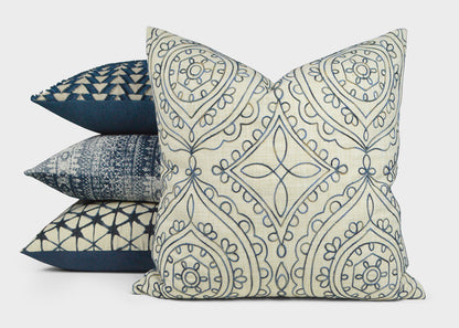 D.V. KAP HOME   24" x 24" Laplander Pillow - Blue Traditional, Global    - 3177-B-2424