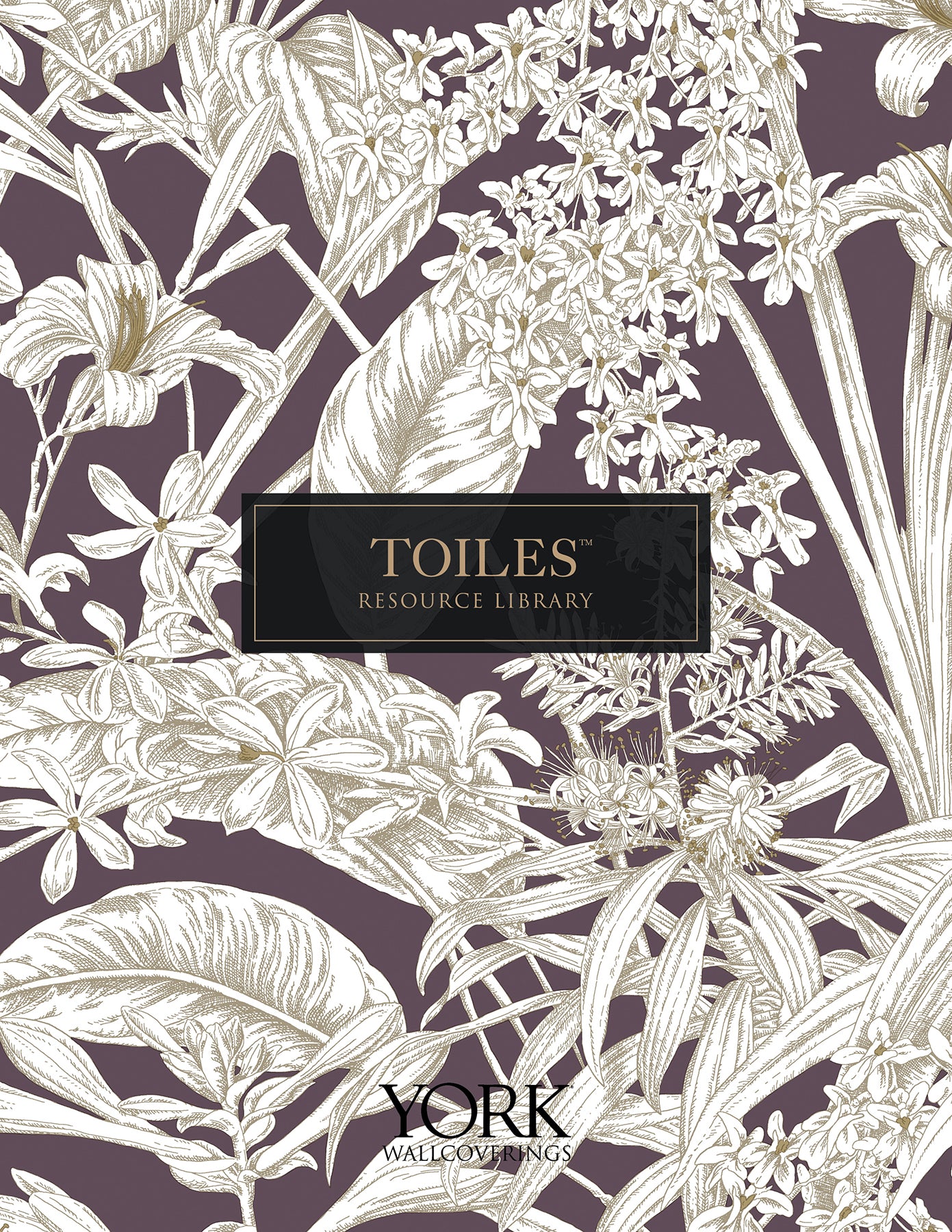 York Wallcoverings Toile Resource Library Passion Flower Toile Orchid Wallpaper Traditional Toile Purples   - RT7851