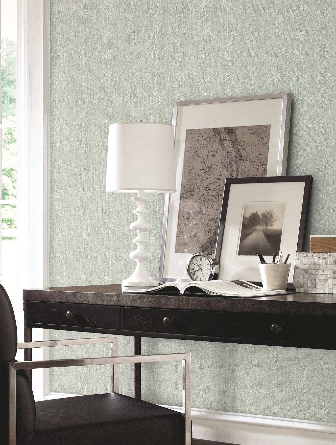 York Wallcoverings Urban Digest Berwick Celadon Wallpaper Traditional Weaves Greens   - UD2503N